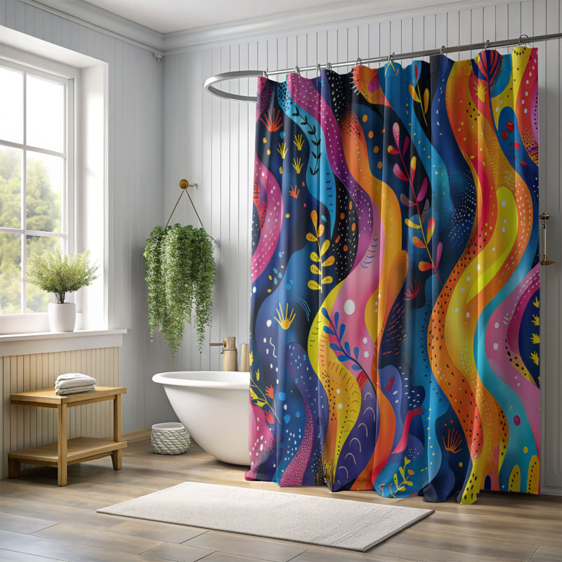 Vivid Design - Rideau de douche Premium, H 74 po x l 71 po