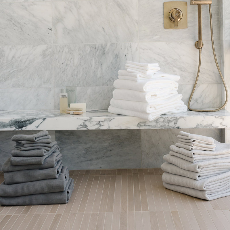 Waffle Hand Towels, Gray