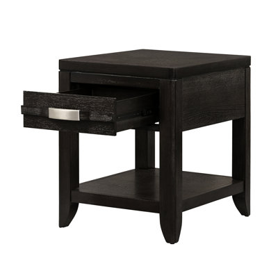 Superbe table de bout de 24 po x 20 po x 25 po avec tiroir et tablette, rangement brun