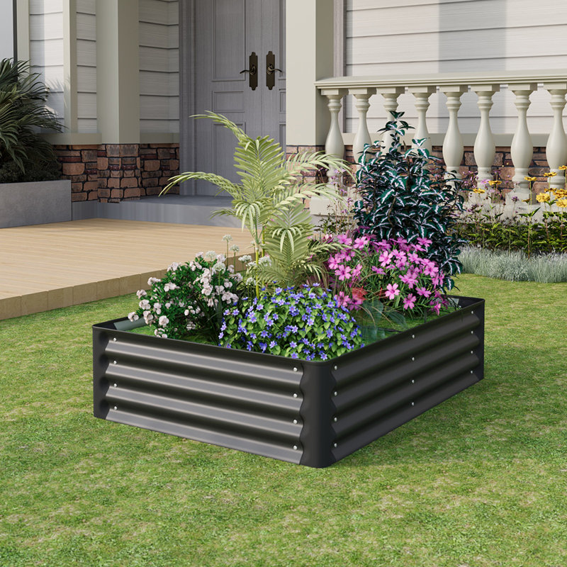 Metal Raised Garden Bed, 30" H x 120" W x 90" D, Black