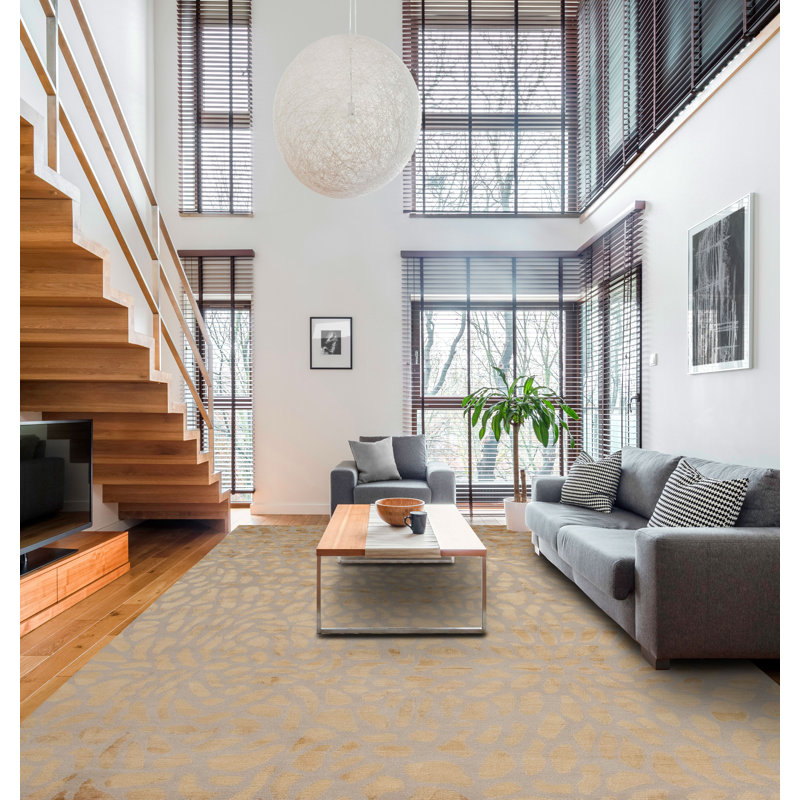 Modern Tibet III Hand Knotted Abstract Area Rug in Gold/Beige