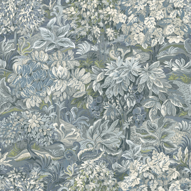 Papier peint floral Floral Foliage, Bleu