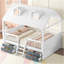 Structure de lit double en bois pleine grandeur, blanc-356961463-356961462