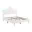 Cream White PU Leather Upholstered Bed With LED Adjustable Headboard-1624586742