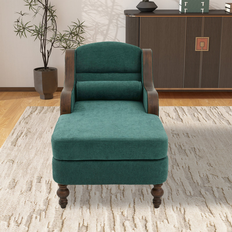 Chaise longue d'intérieur en chenille, Émeraude