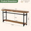 Console de 63 po en bois massif, table de vestibule avec rangement et structure en métal, table basse de salon Farmhouse
