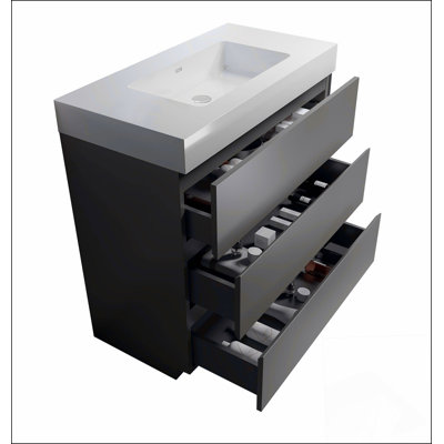 Meuble-lavabo autoportant avec grand lavabo et rangement