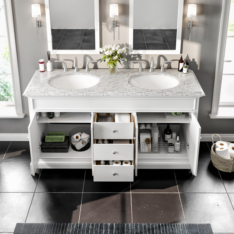 Pineville 60" Double Bathroom Vanity Set, White