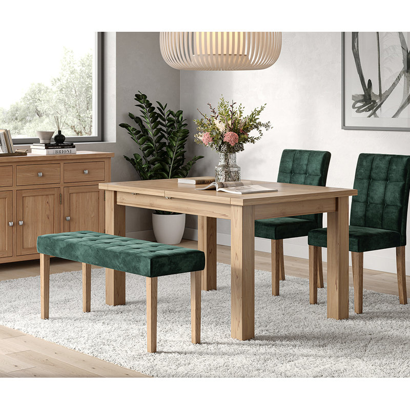 Velvet Bench, 48 cm H x 90 cm W x 35 cm D, Green