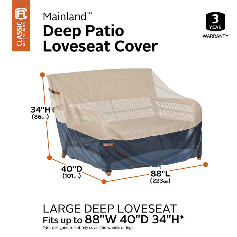 Housse pour canapé de patio Mainland avec garantie de 3 ans, 31po x 40 po x 88 po