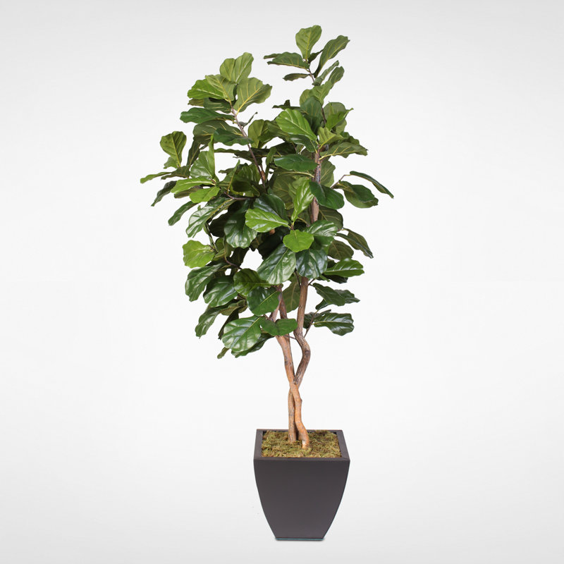 Faux Fiddle Leaf Fig Tree in Metal Planter