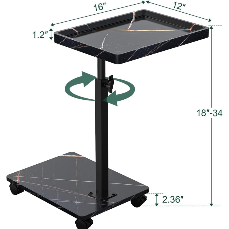 Table de bout noire pivotante réglable en forme de C 360 