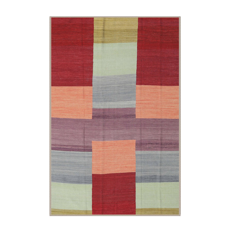 Tapis abstrait rouge / rose, Rectangle 6 pi x 9 pi