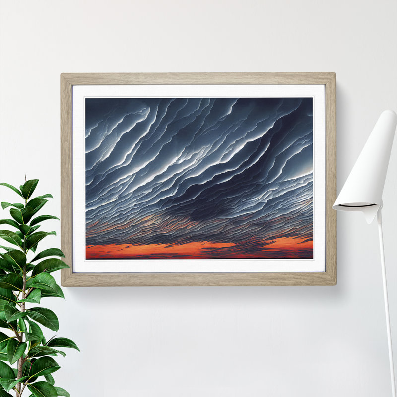Storm Cloud Sunset - Framed Print, 25cm H x 34cm W x 2cm D, Oak Framed