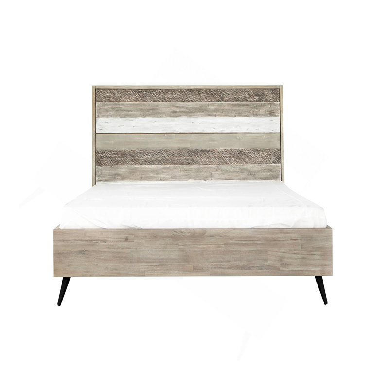 Grand lit plateforme en bois d'acacia deux tons Bridges