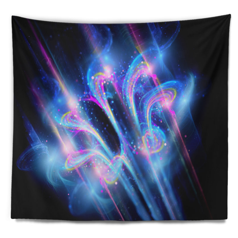 Tapisserie florale florale bleue dans l'espace, H 50 po x l 60 po