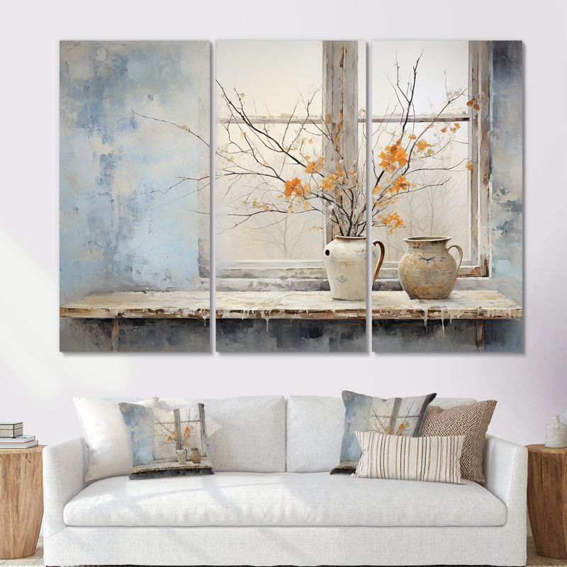 Cottage en hiver fenêtre charme II - fenêtres de ferme art mural, H 40 po x l 60 po x P 1 po, Toile tendue
