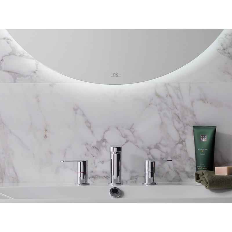 Round Flat Beveled Lighted Wall Mirror, 31.5" x 31.5"