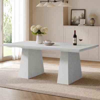 63″ Farmhouse Dining Table for 6, Wood Kitchen Table with 1.18″ Thick Top and Tapered Legs, Home Offices
