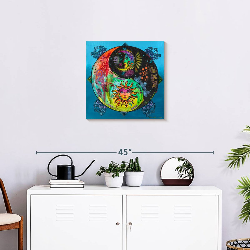 Adella Yin Yang - soleil et lune, H 20 po x l 20 po