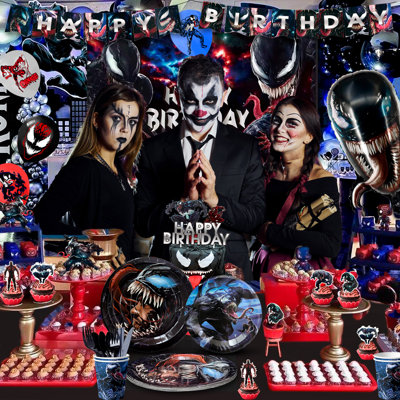 Venom Party Supplies,113pcs Venom Birthday Decorations & Venom Party Tableware Set