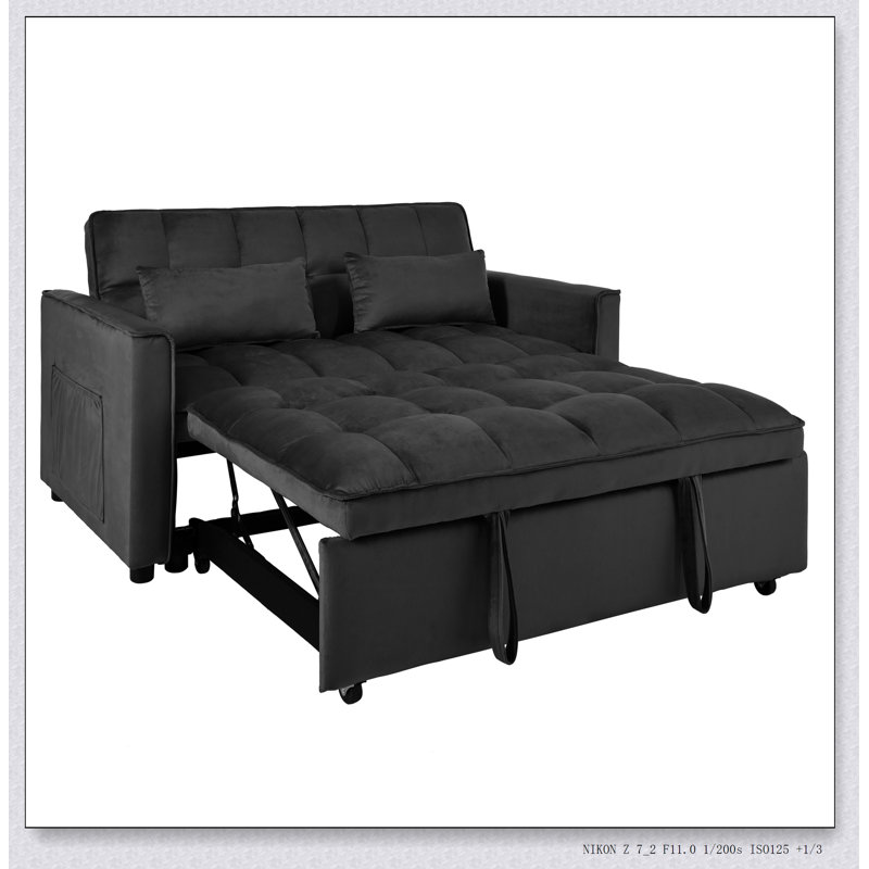 Canapé-lit convertible avec design 3-en-1, dossier réglable et rangement intégré pour un maximum de confort et d'espace, Noir