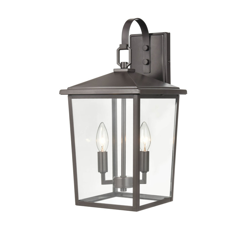 Powder Coated Bronze 18" Outdoor Wall Lantern with Glass Panels