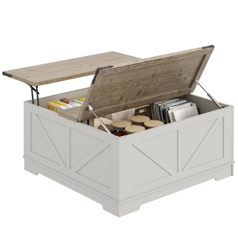 Table basse 17 po 17 po Farmhouse, Gris blanc