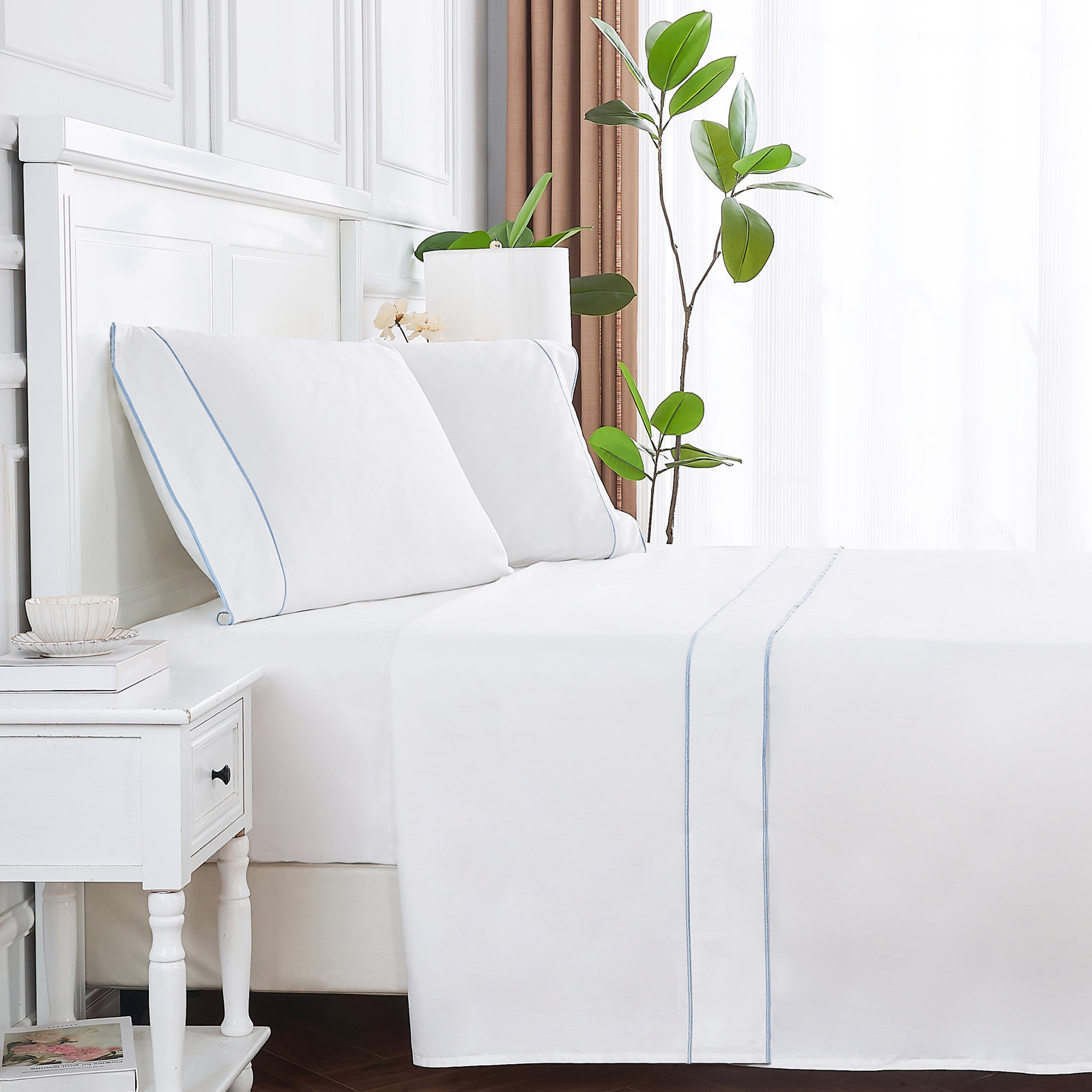 Evanston SHEET SET, Blue, Twin Sheet Set with 1 Pillowcase