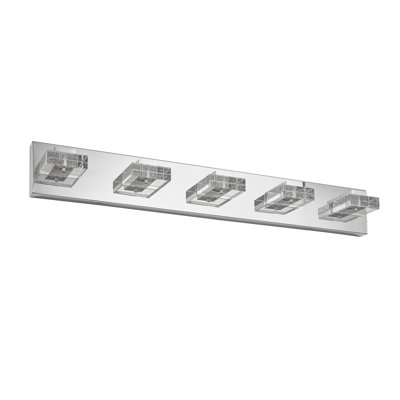 LED Vanity Light, Bubble Crystal Glass, Dimmable, Polished Chrome Modern
