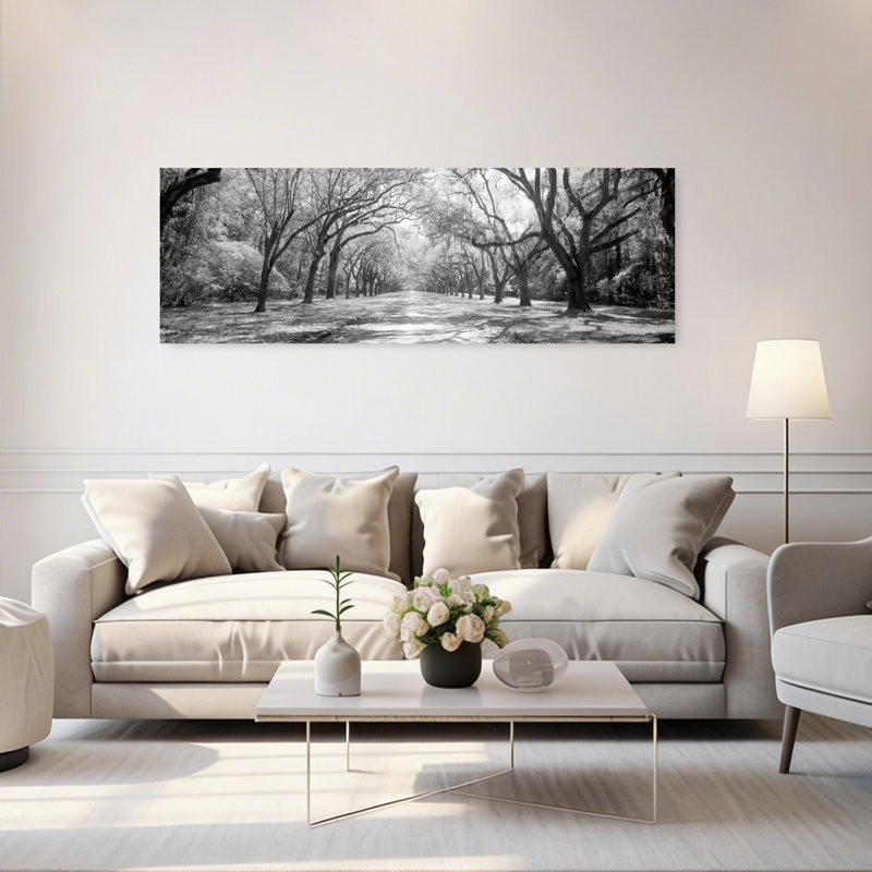 Live Oaks and Spanish Moss Wormsloe State Historic Site Savannah GA 1 Piece Wrapped Canvas Panoramic Wall Art