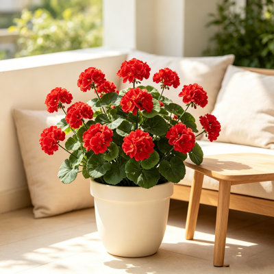 6 pièces de géraniums artificiels 14 po en soie blanche résistantes aux rayons UV pour les plantes de jardin extérieures Bush Home Decor