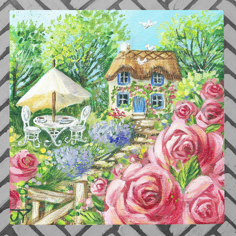 JUDITH YATES Farmhouse Plants & Flowers Wall Decor on Ceramic