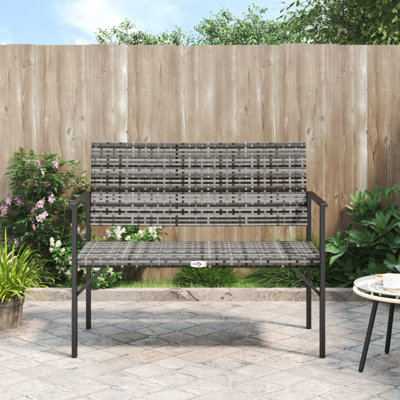 Miakka Metal/Wicker Outdoor Bench