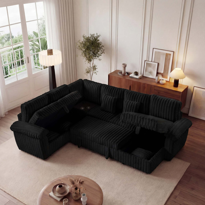 Corduroy U-Shaped Sectional Right Hand Facing