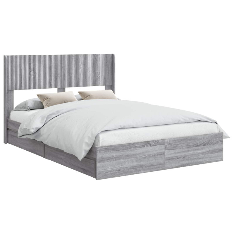 Bed Frame, European Double (140 x 200 cm), Grey Sonoma