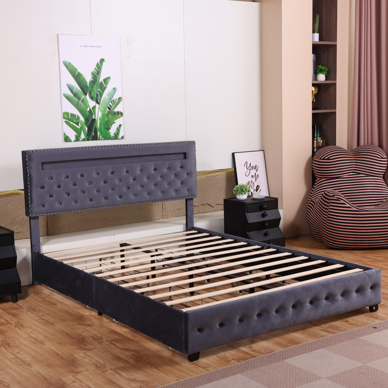 Bed Frame With Upholstered Headboard