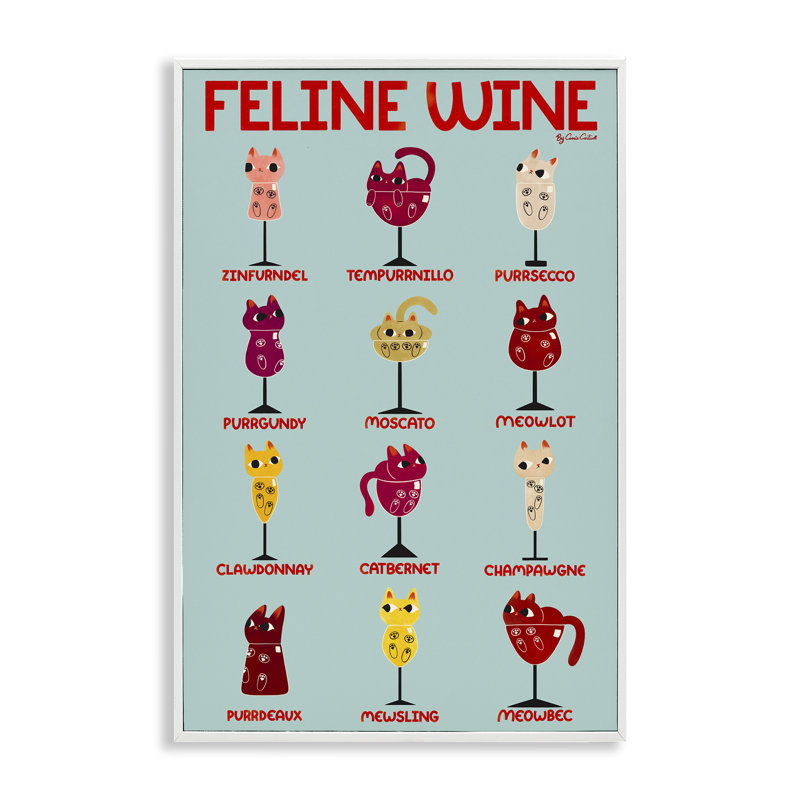 Giclée encadrée «Clever Feline», par Carrie Cantwell, H 30 po x l 20 po, Estampe numérique encadrée blanc bord de mer