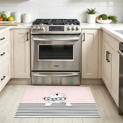 Clear Machine Washable,Cute French Bulldog Princess Drawn Indoor Area Rug