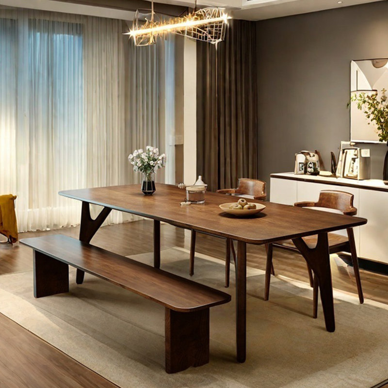 Ash wood dining table all solid wood simple retro, 29.53"H x 78.74"L x 31.5"W