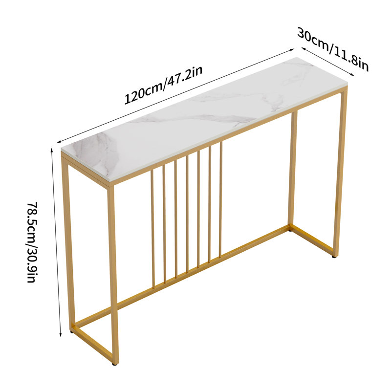 Mersija Console Table, 31" H x 47.2" W x 11.8" D, White