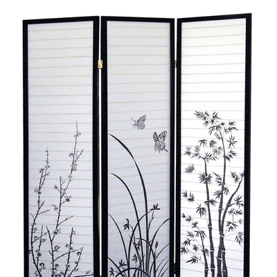 70 po de hauteur 3 écrans à motif floral et noir