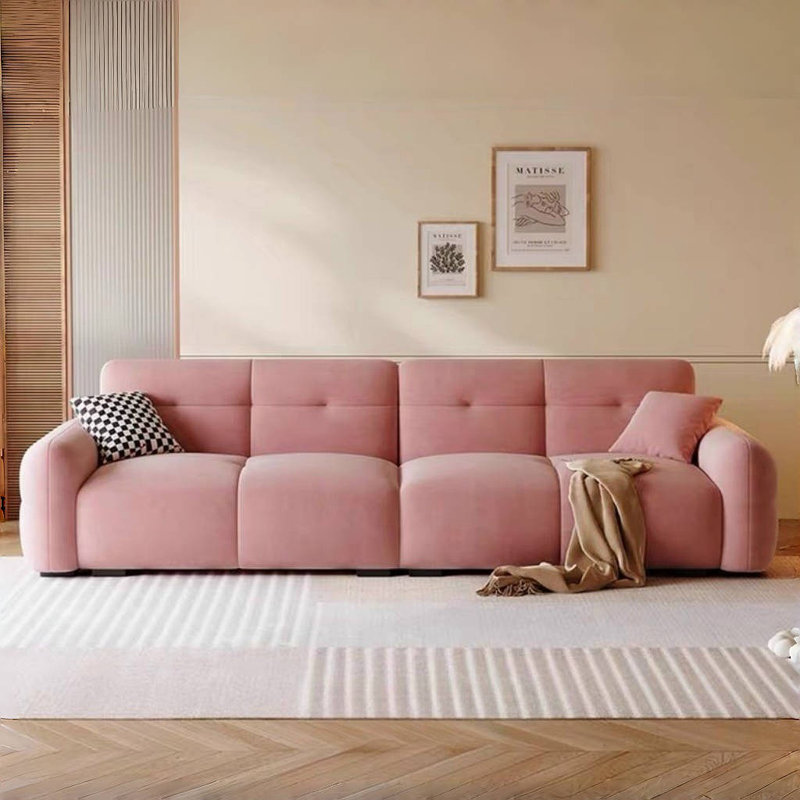 Canapé de salon moderne et simple, H 29,92 po x l 94,49 po x P 35,43 po, 3, Rose