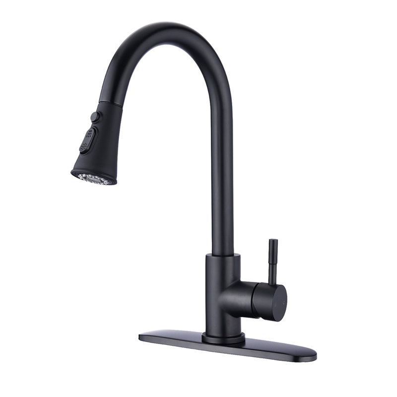 Pull Down Kitchen Faucet With Sprayer Stainless Steel, Matte Black