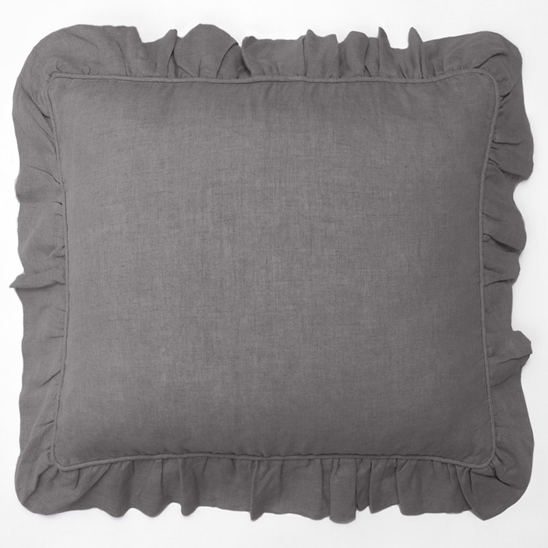 Linen Lumbar Pillow Cover & Insert, Asphalt, Lumbar 31" H x 37" W