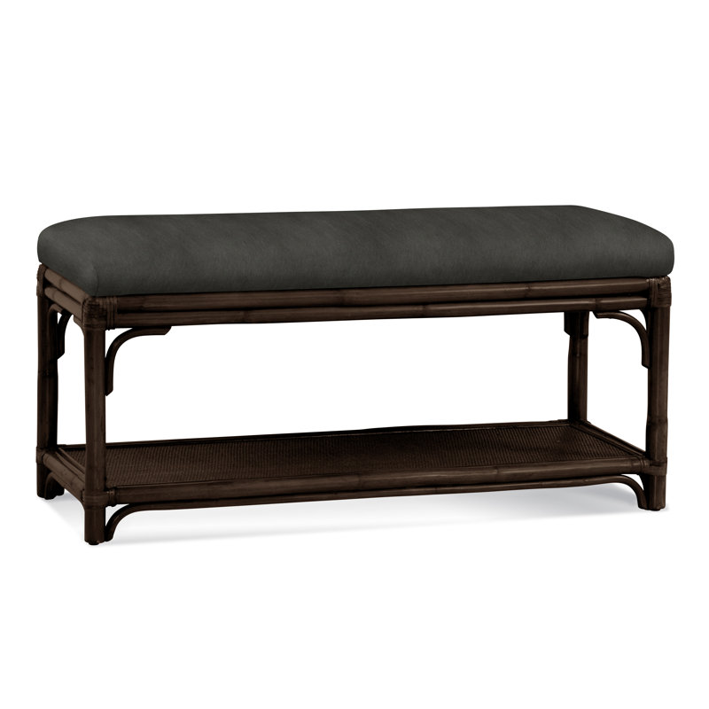 Summer Retreat Wicker Shelf Storage Bench, Coffee, White Textured Performance; 0865-91