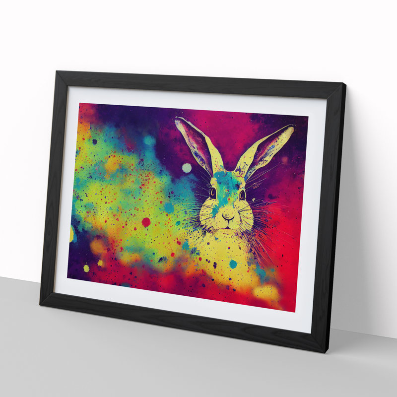 Hare Splash Vol.5 - Single Picture Frame Painting, 46cm H x 64cm W x 2cm D, Black