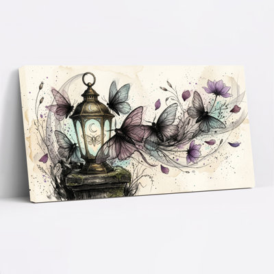 Ensemble de 1 tableau sur toile « Papillons et lanternes »