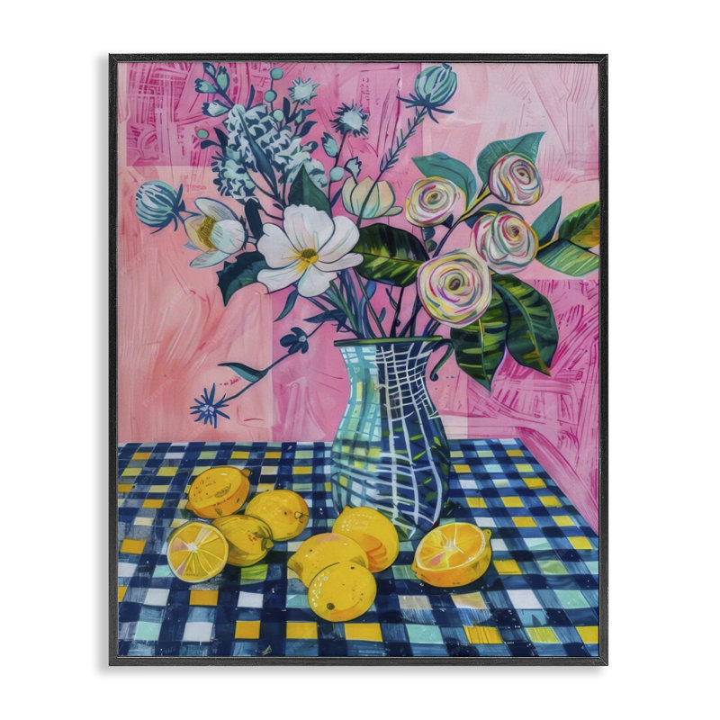  Summer Table Bouquet Black Framed Giclee Art by LSR Design Studio, H 14 po x l 11 po, Giclée encadrée noir minuit