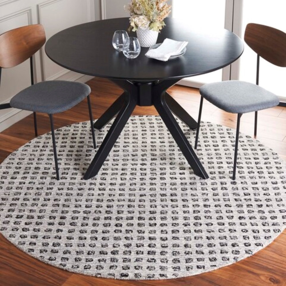 Everdine Hand-Tufted Geometric Wool Rug, Round 6'